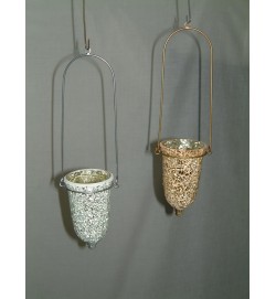 Bell T-Light Crackle Mosaic Silver